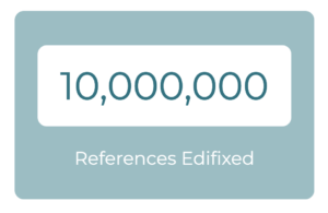 Counter box reading "10,000,000 References Edifixed" 